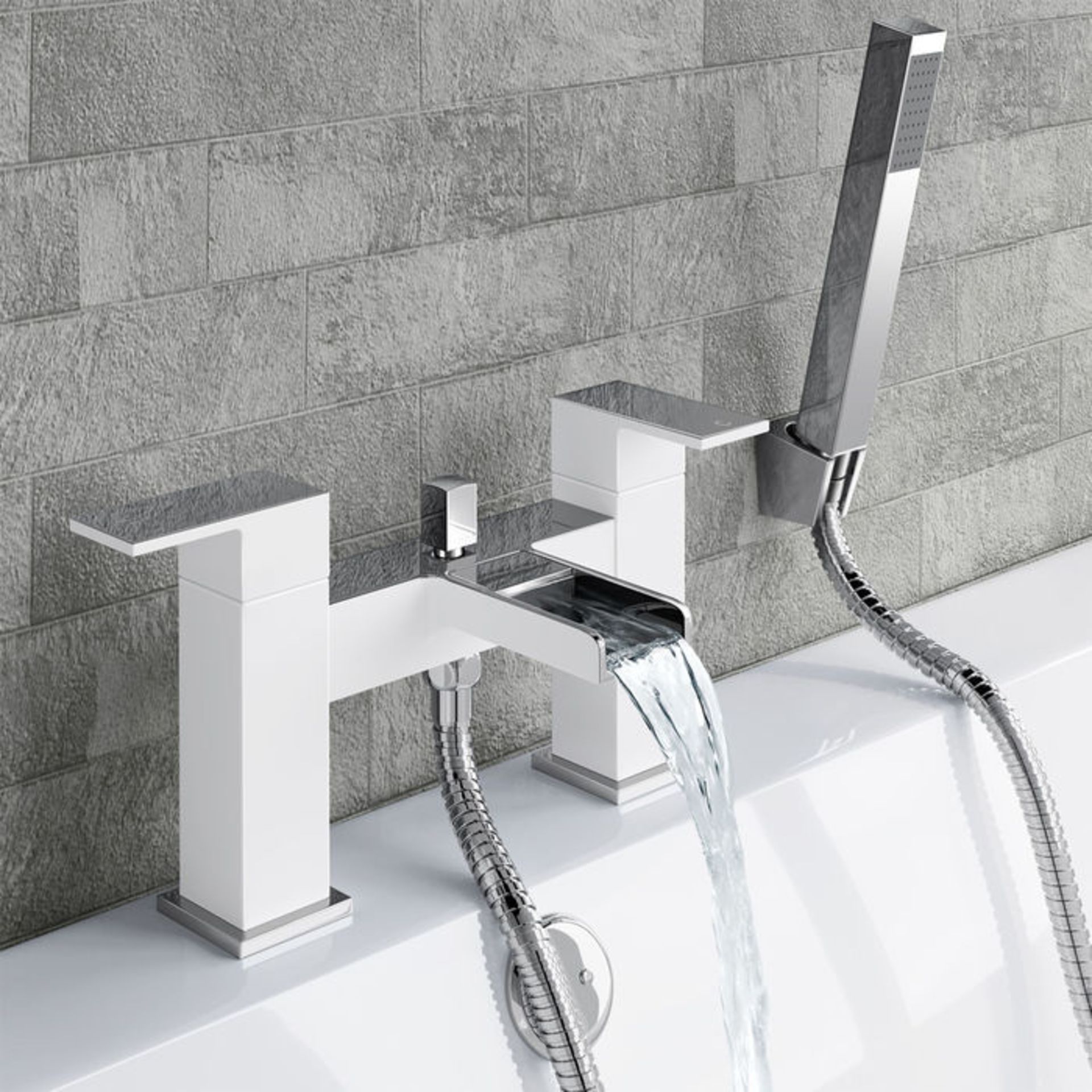 (TA50) Niagra II White Waterfall Bath Mixer Tap with Hand Held Shower. RRP £349.99. Premium white - Image 2 of 7