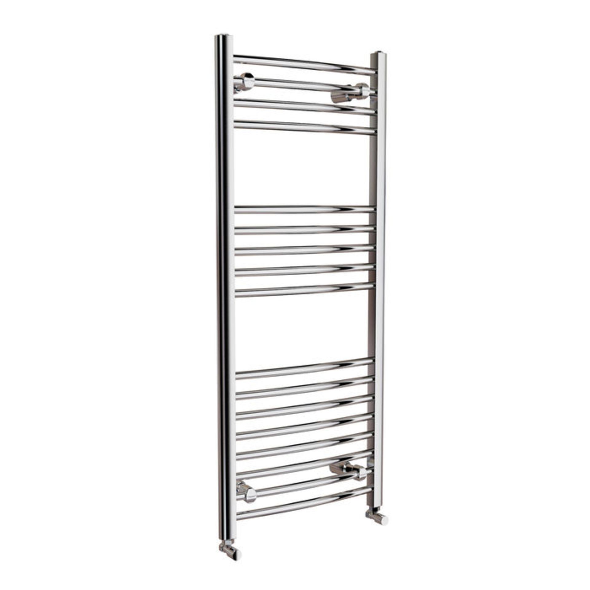 (TA266) 1200x500mm - 20mm Tubes - Chrome Curved Rail Ladder Towel Radiator. Made from chrome - Image 3 of 3