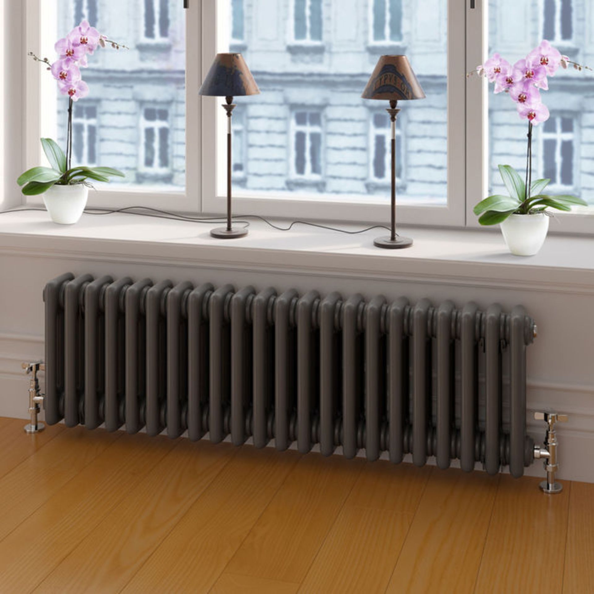 (TA247) 300x1008mm Anthracite Triple Panel Horizontal Colosseum Traditional Radiator. RRP £474.99. - Image 2 of 3