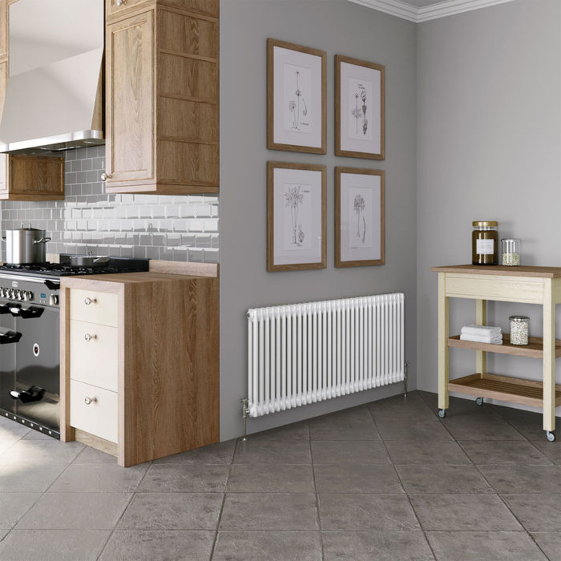 (TA18) 600x1458mm White Double Panel Horizontal Colosseum Traditional Radiator. RRP £424.99. Made - Image 4 of 5