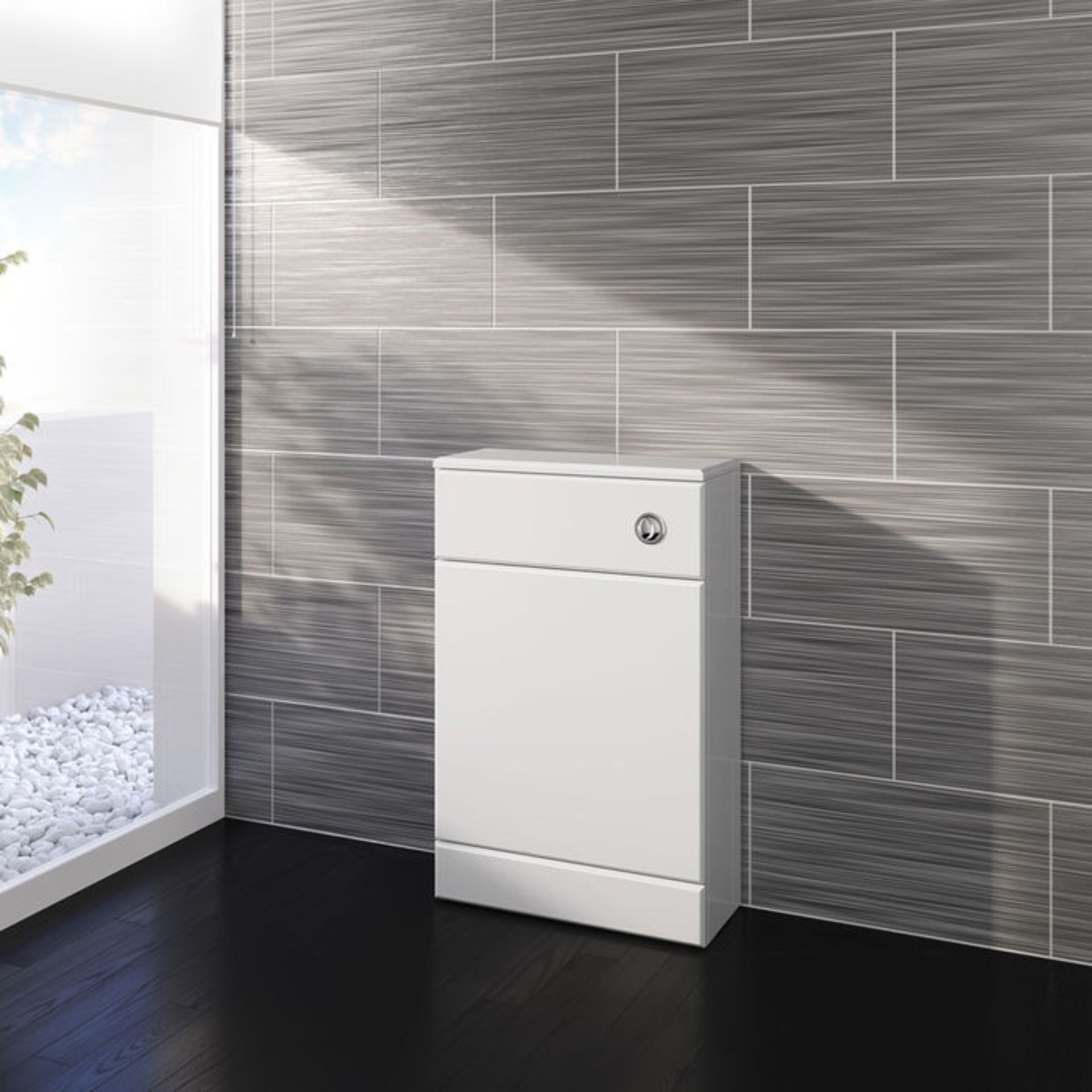 (TA90) 500x200mm Quartz Gloss White Back To Wall Toilet Unit. Pristine gloss white finish Conceals - Image 3 of 5