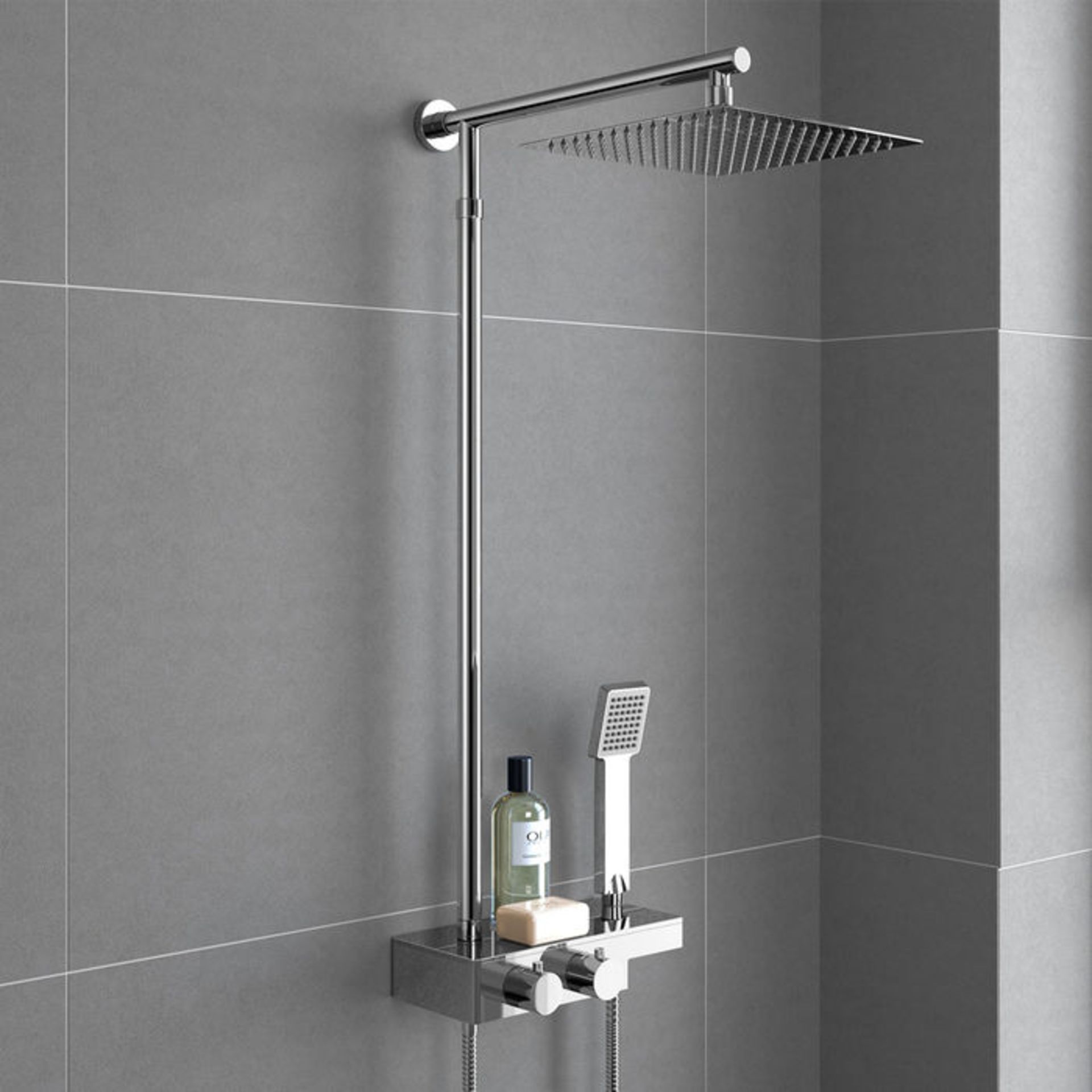 (TA53) Square Exposed Thermostatic Shower Shelf, Kit & Large Head. RRP £349.99. Style meets function - Image 3 of 4