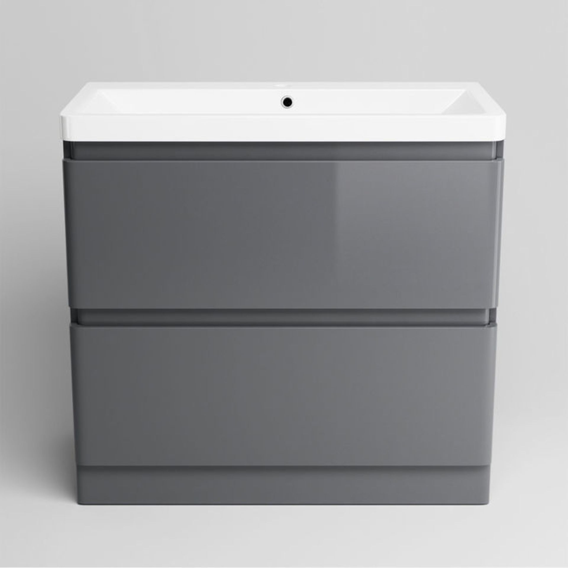 (TA25) 800mm Denver II Gloss Grey Built In Basin Drawer Unit - Floor Standing. RRP £549.99. Comes - Image 5 of 5