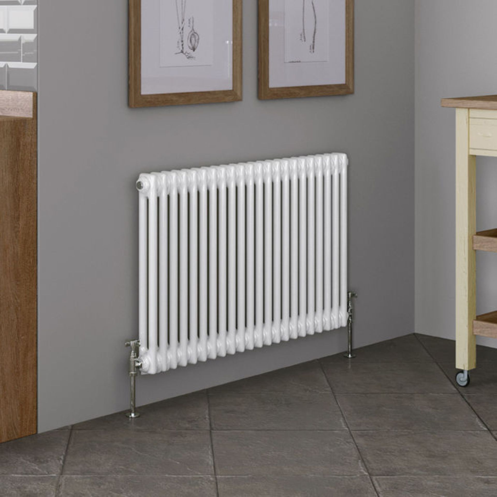 (AL216) 600x1008mm White Double Panel Horizontal Colosseum Traditional Radiator. RRP £439.99. Made - Image 4 of 4