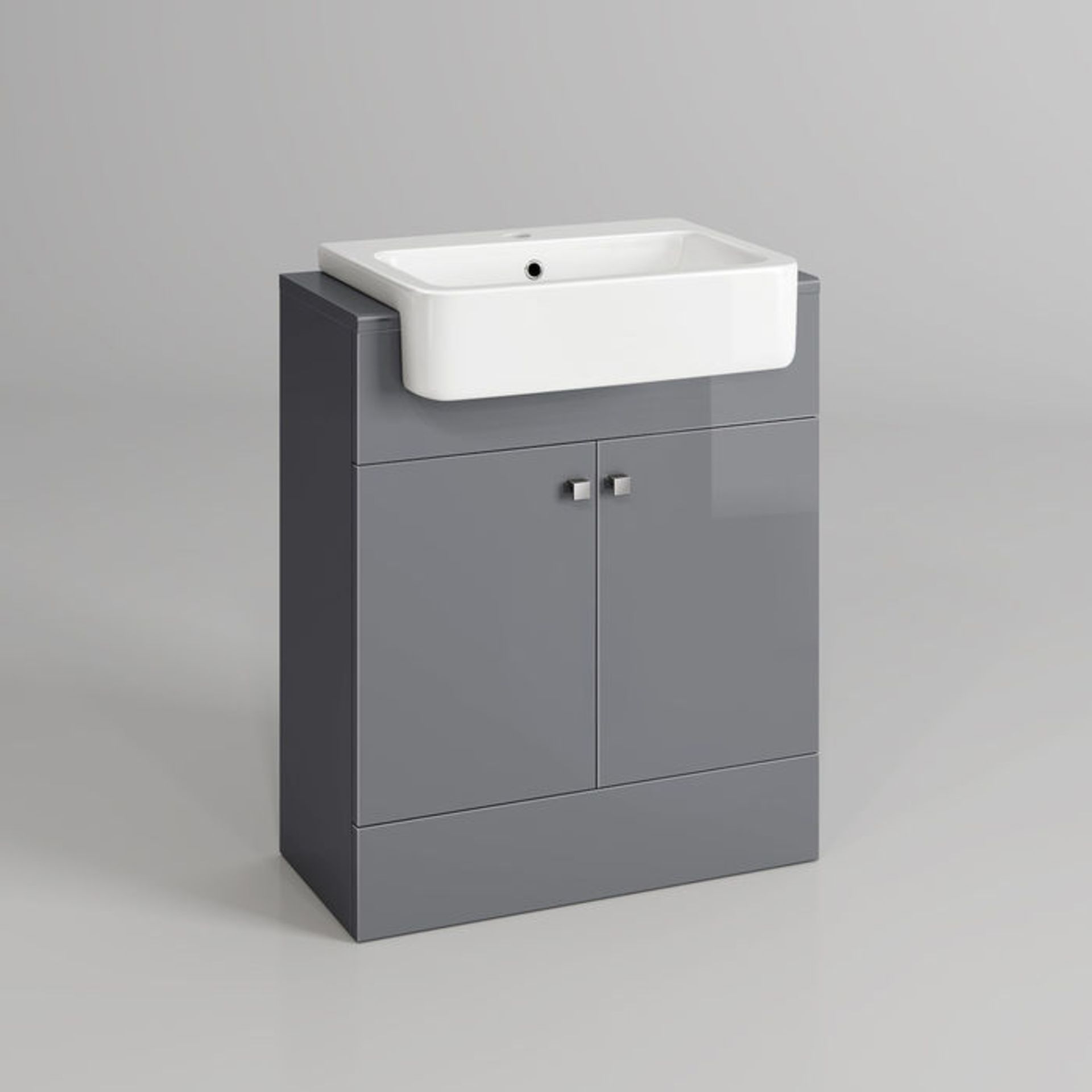 (TA22) 660mm Harper Gloss Grey Basin Vanity Unit - Floor Standing. RRP £499.99. COMES COMPLETE - Image 4 of 5