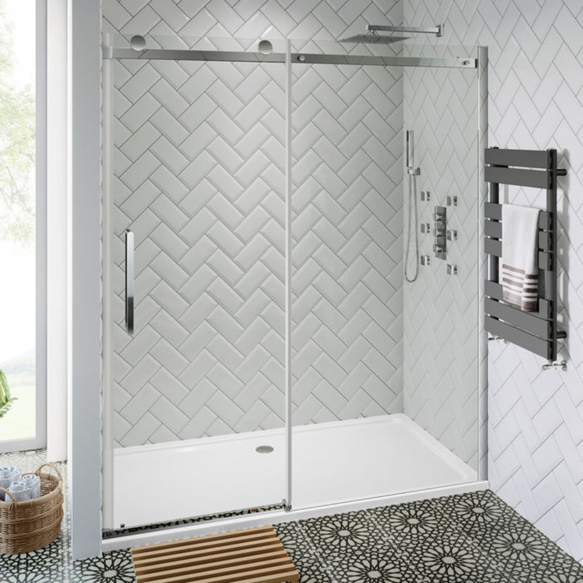 (TA38) 1700mm - 10mm - Premium Frameless EasyClean Sliding Shower Door. RRP £549.99. 10mm British - Image 2 of 4