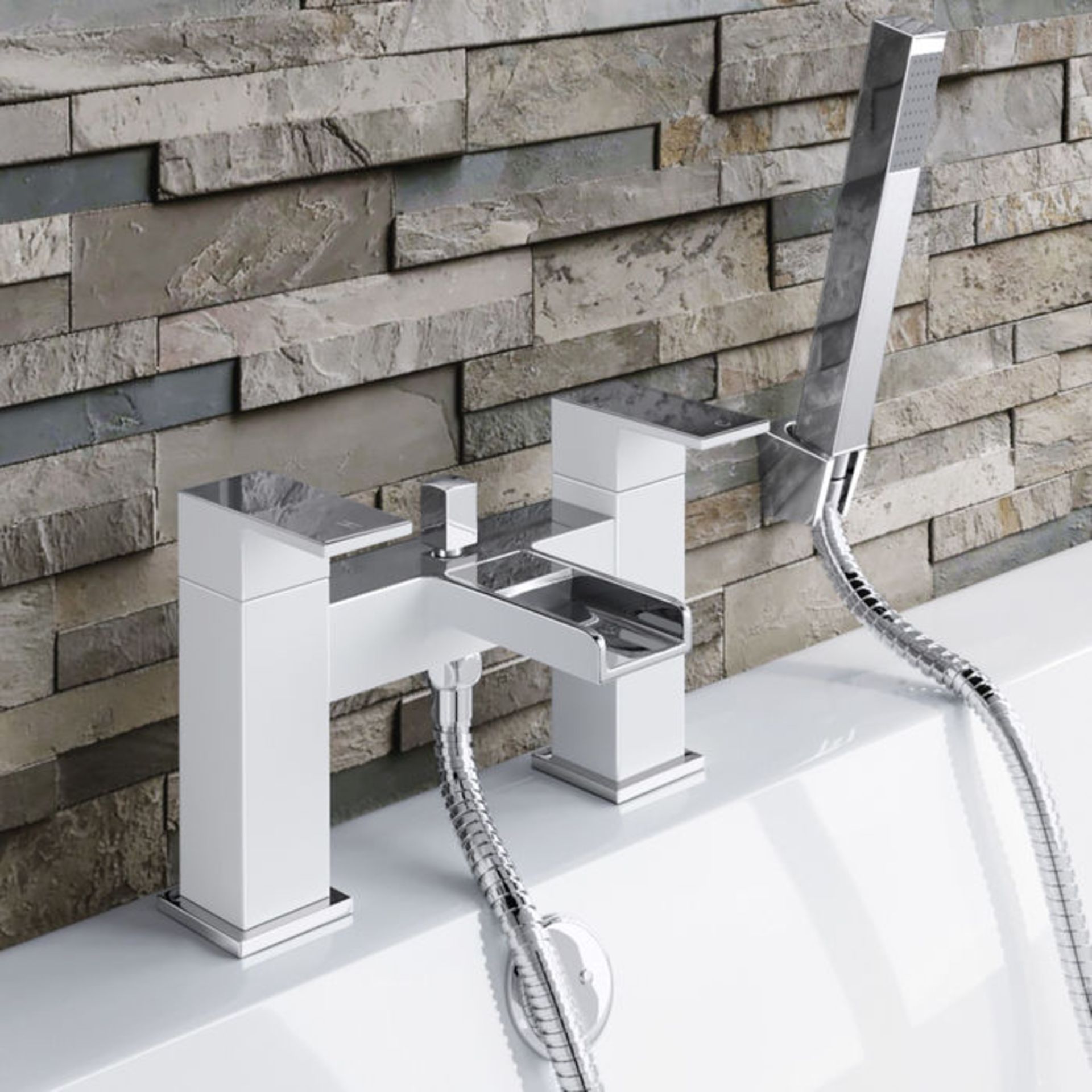 (TA50) Niagra II White Waterfall Bath Mixer Tap with Hand Held Shower. RRP £349.99. Premium white - Image 3 of 7