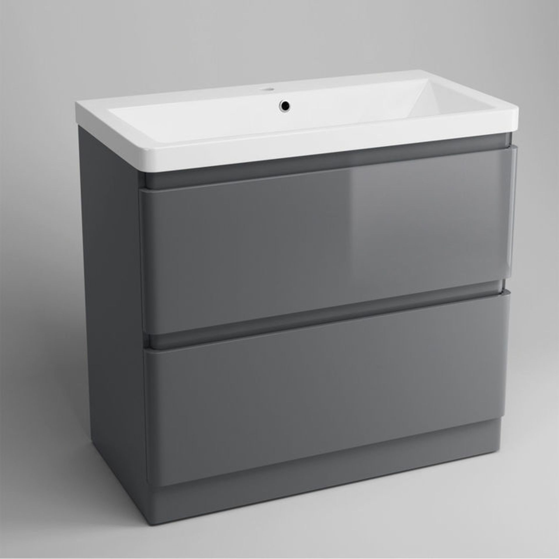 (TA25) 800mm Denver II Gloss Grey Built In Basin Drawer Unit - Floor Standing. RRP £549.99. Comes - Image 4 of 5