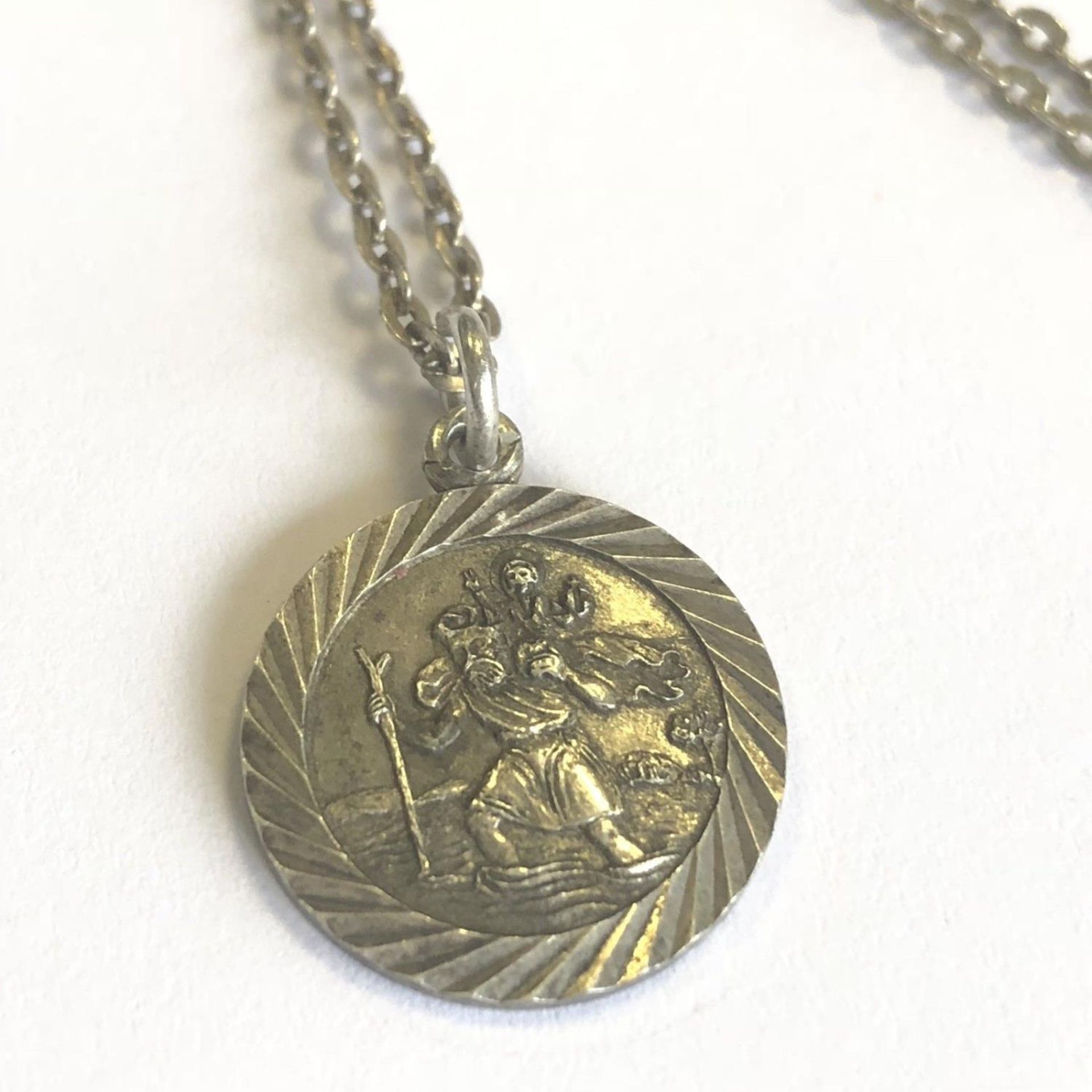 A vintage St Christopher pendant marked C&T Silver on a chain marked Real Silver - Image 2 of 4