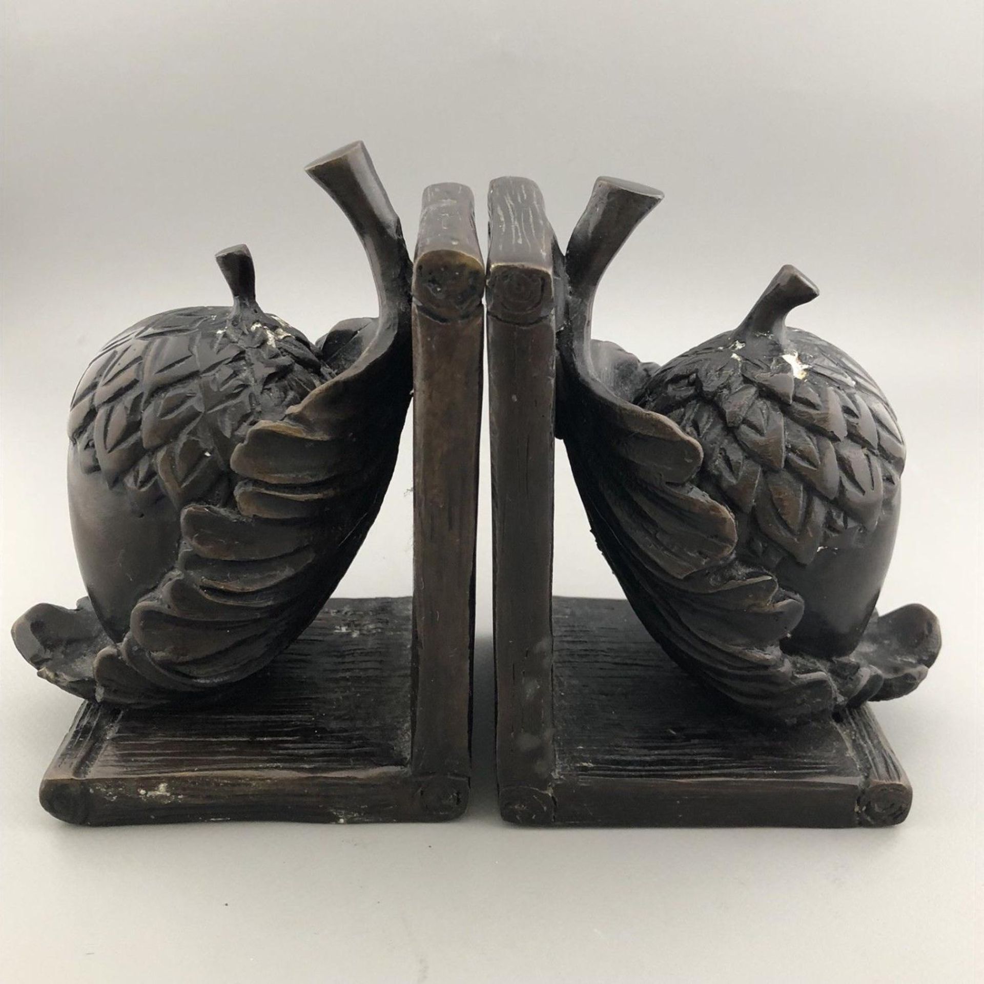 Pair of Antique Victorian Bronzed Bookends Mounted with Acorns and Leaves