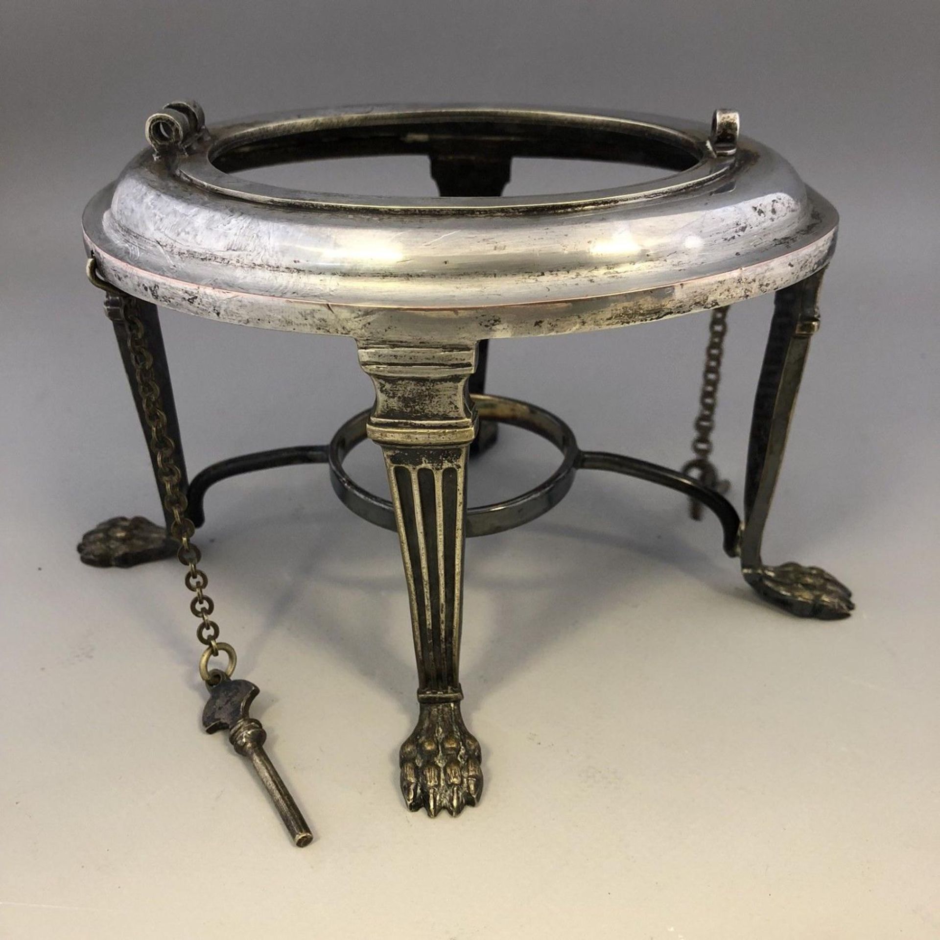 Antique Silver Plated Fluted Spirit Kettle on Stand With Original Burner Barker Brothers - Image 5 of 9