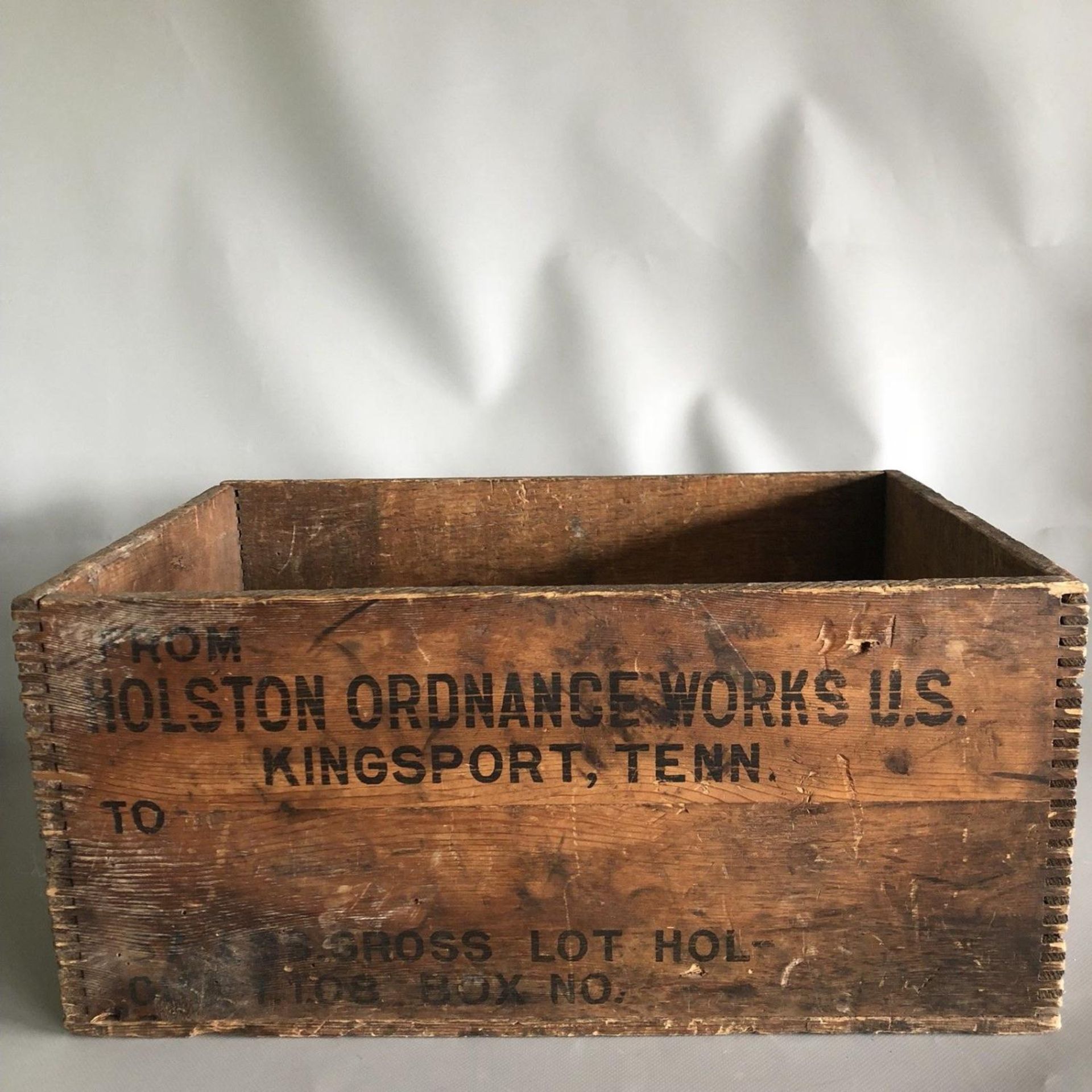 Vintage Military Holston Ordnance High Explosive Wooden Ammunition Box Crate