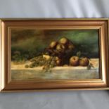 Still Life Study of Fruit Antique Oil Painting Dated 1900 English School N Firth