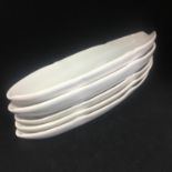 Set of 5 TG GREEN plain white Banana Split Boat / Dishes Ice Cream Sundae etc