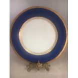 Adderley Ware Cobalt Blue and Gold Dinner Plate 26cm 1930s