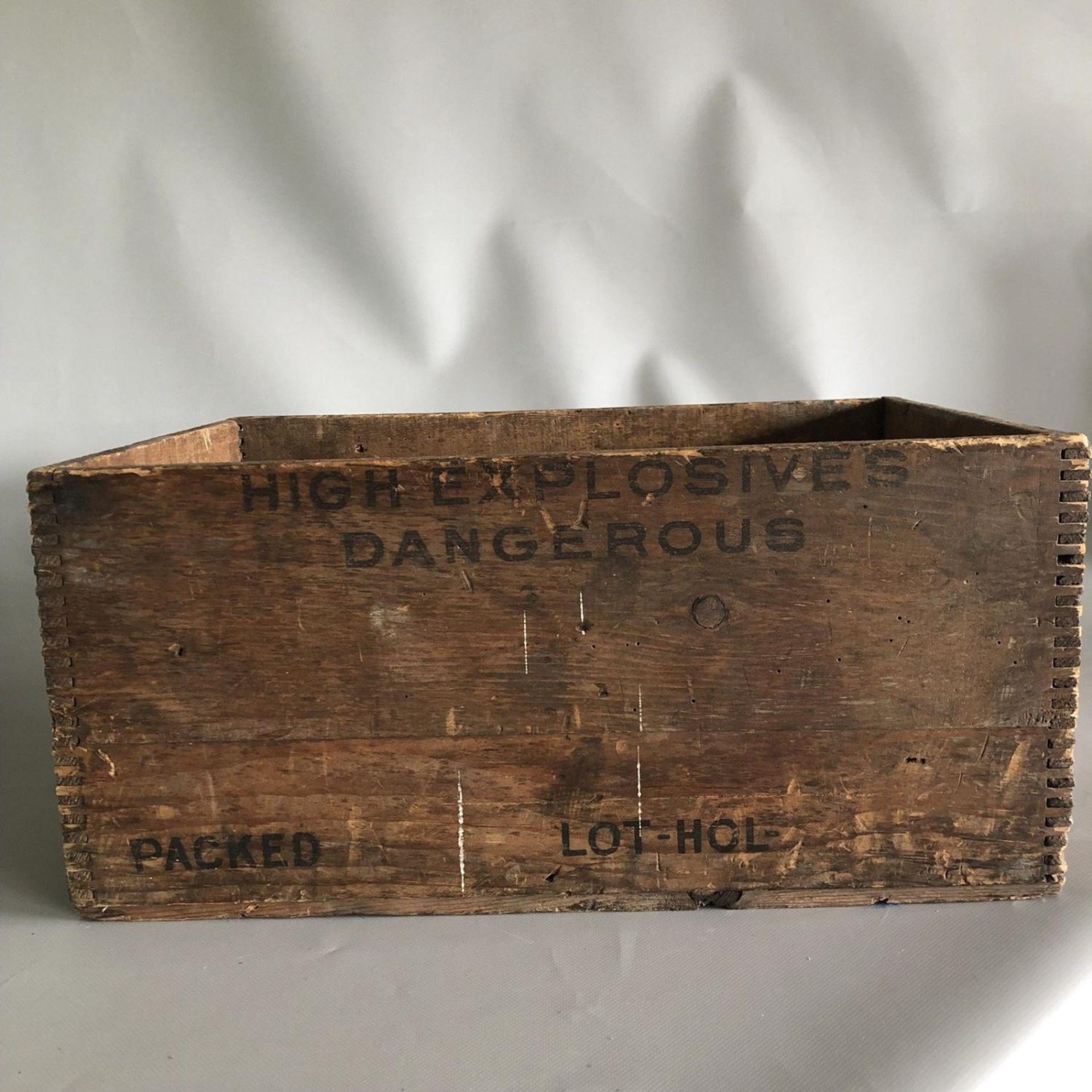Vintage Military Holston Ordnance High Explosive Wooden Ammunition Box Crate - Image 2 of 4