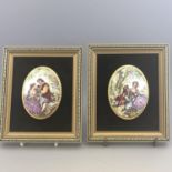 A Pair of Framed Plaques - Fragonard Style Lovers - Staffordshire Fine Bone China