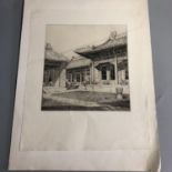 Vintage Original Wood Cut Print - 1930s - Peking Scene - Sir Miles Lampson