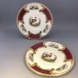 Myotts "Chelsea Bird" Set of 2 Tea Plates - Red Exotic Bird Design