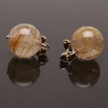 Earrings in white gold and Rutilated quartz stones