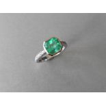 2.55ct natural Columbian emerald ,0.20ct diamond si h colour,handmade ring 18ct white /yellow gold,