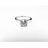 2.00ct diamond solitaire ring set in 18ct gold. Enchanced diamond, H colour and I2 clarity. 4 claw