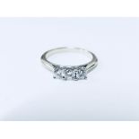 1.50ct diamond three stone,3x 0.50ct h colour i1/2 clarity( natural clarity enhanced),18ct white