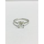 1ct Radiant cut diamond Platinum solitaire ring,1ct Radiant cut i colour i1 clarity,3.8gms