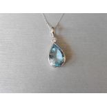 18ct white gold Aquamarine and diamond pendant,3.09ct Brazilian aquamarine 13mm x9mm x4.7mm ,0.