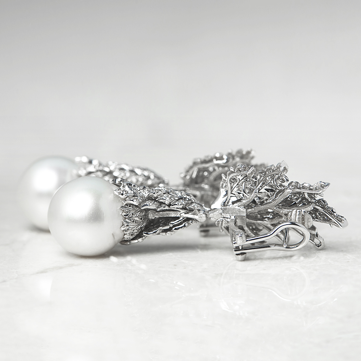 Buccellati 18k White Gold South Sea Pearl & Diamond Detachable Drop Earrings - Image 3 of 13