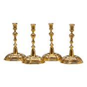 Tiffany & Co Four Danish Gilt Silver Candlesticks