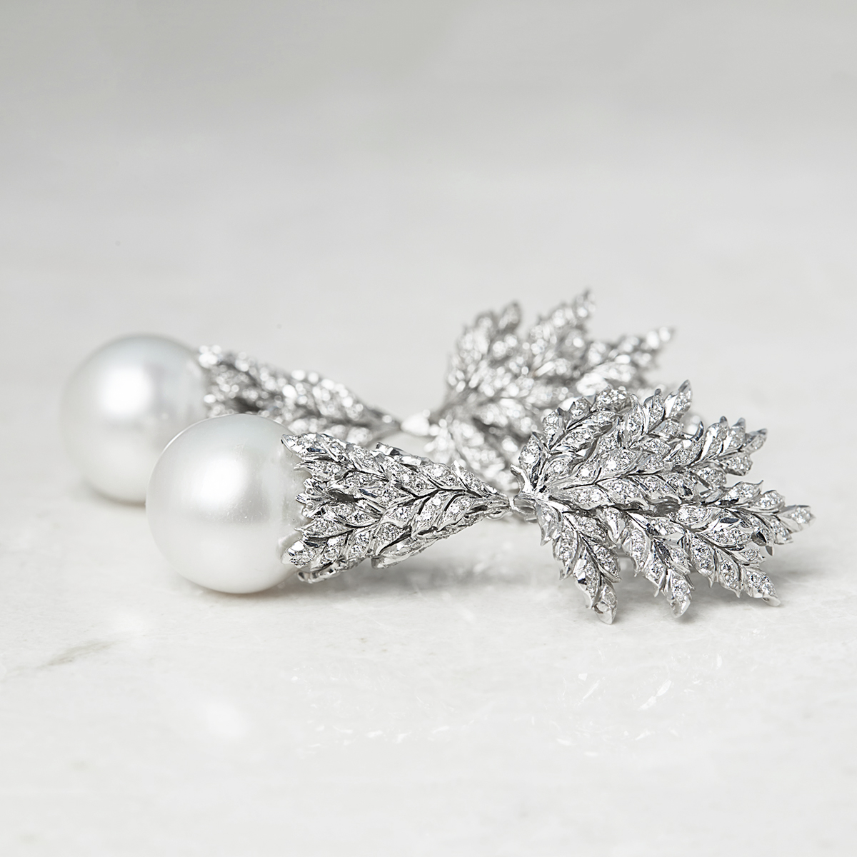 Buccellati 18k White Gold South Sea Pearl & Diamond Detachable Drop Earrings - Image 2 of 13