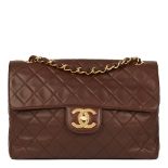 CHANEL Brown Quilted Lambskin Vintage Jumbo XL Soft Flap Bag