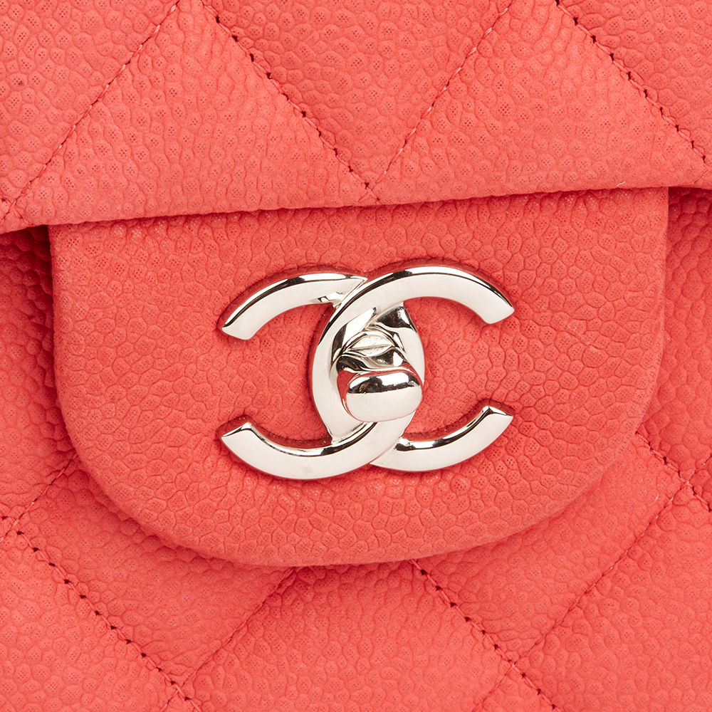 CHANEL Pink Quilted Caviar Suede Leather Jumbo Classic Double Flap Bag - Bild 6 aus 11