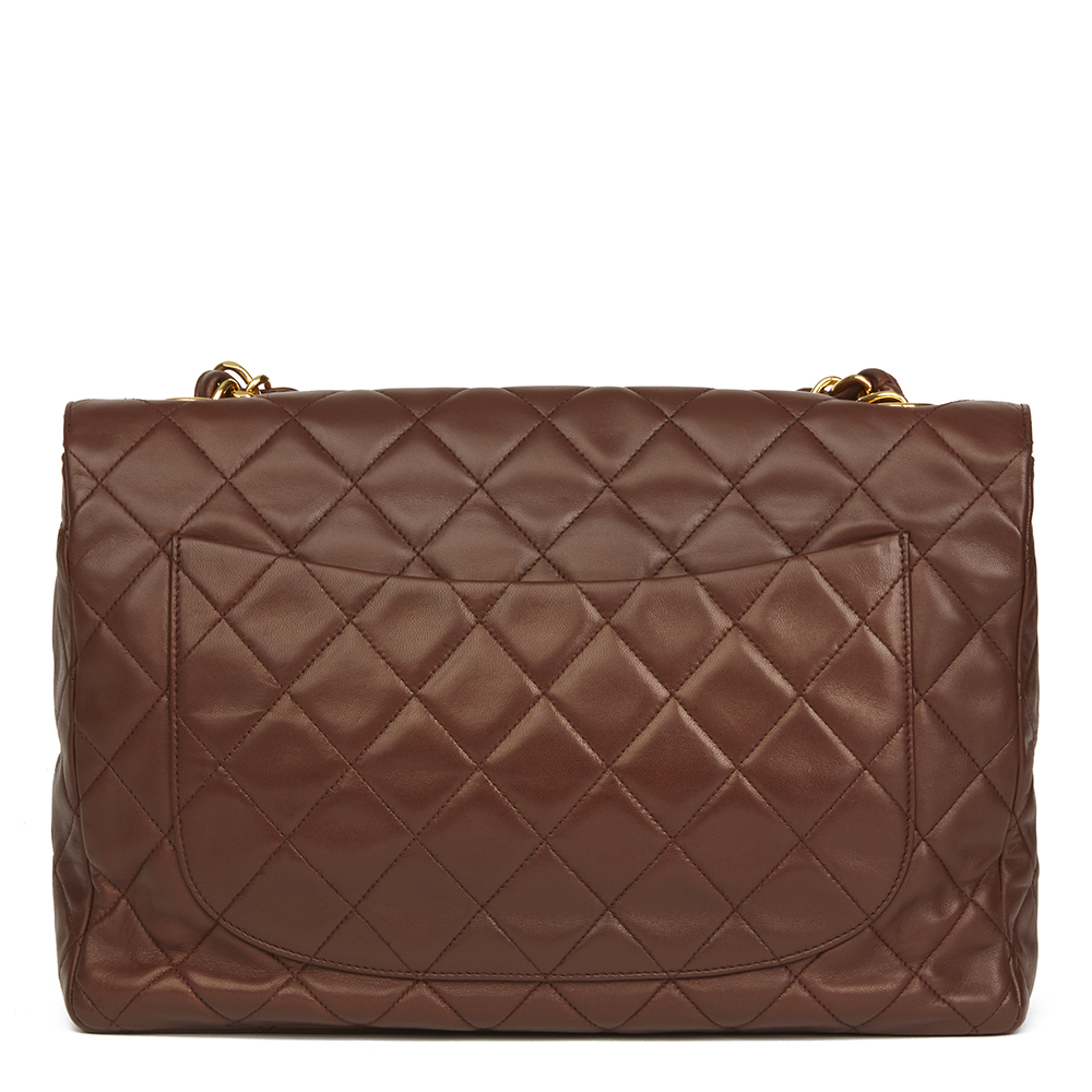 CHANEL Brown Quilted Lambskin Vintage Jumbo XL Soft Flap Bag - Bild 4 aus 11