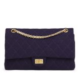 CHANEL Violet Quilted Jersey Fabric 2.55 Reissue 226 Double Flap Bag