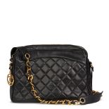 CHANEL Black Quilted Lambskin Vintage Timeless Charm Camera Bag