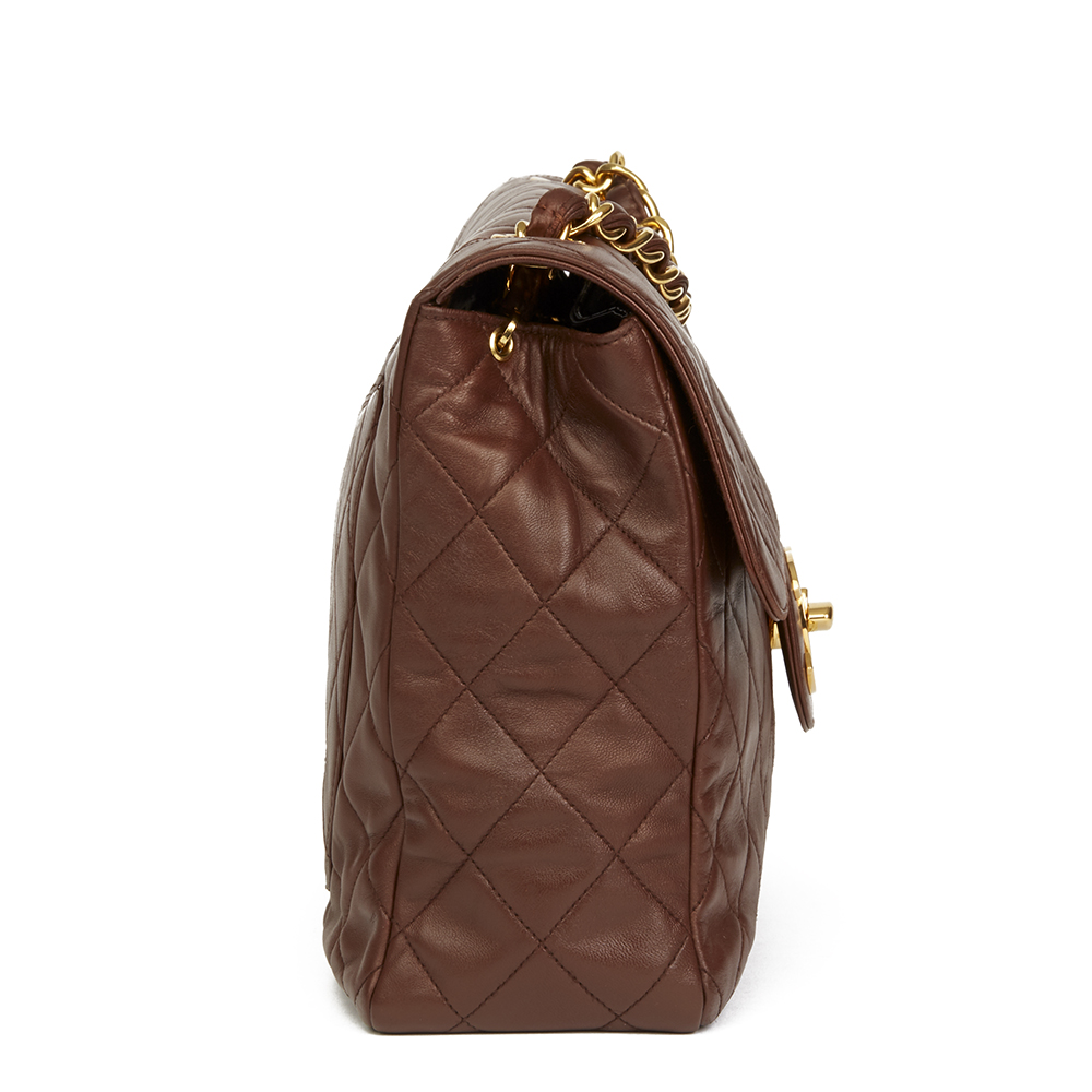 CHANEL Brown Quilted Lambskin Vintage Jumbo XL Soft Flap Bag - Bild 2 aus 11