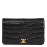 CHANEL Black Wave Quilted Lambskin Vintage Classic Clutch