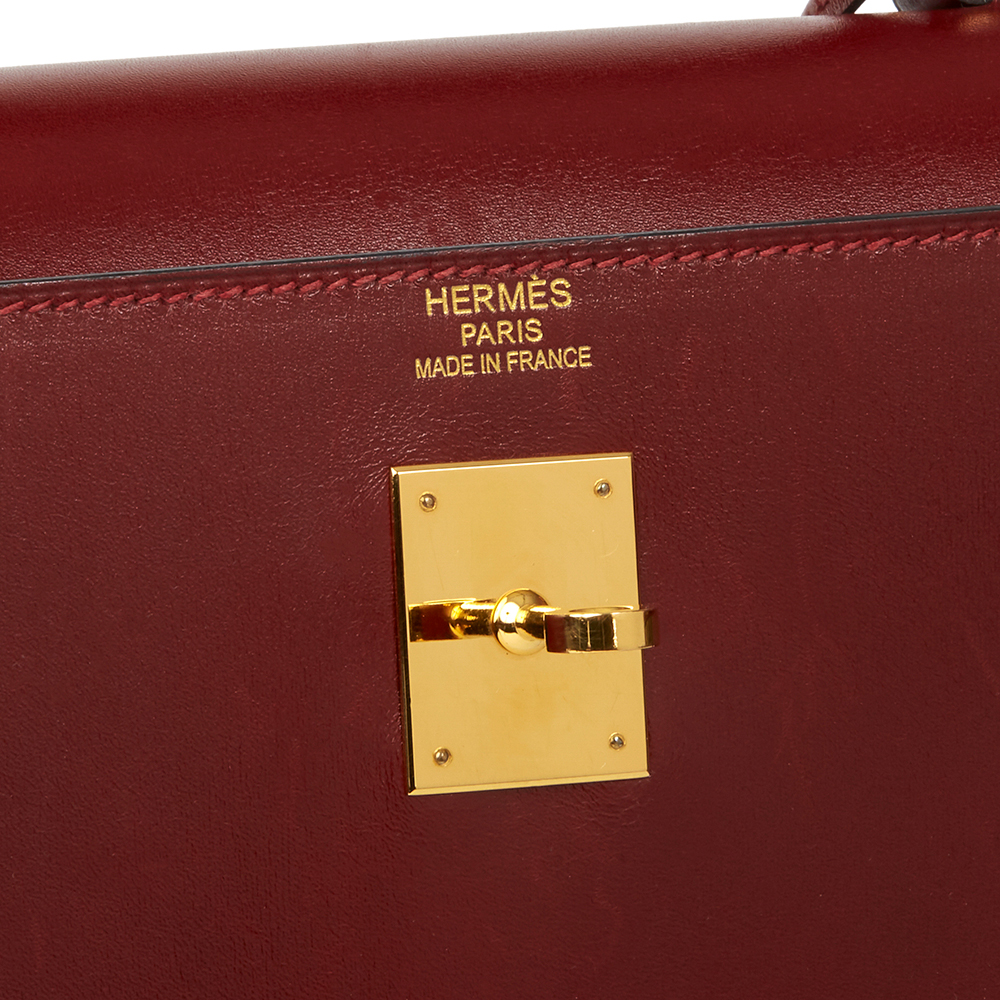 HERMÈS Rouge H Box Calf Leather Kelly 35cm Sellier - Bild 7 aus 10