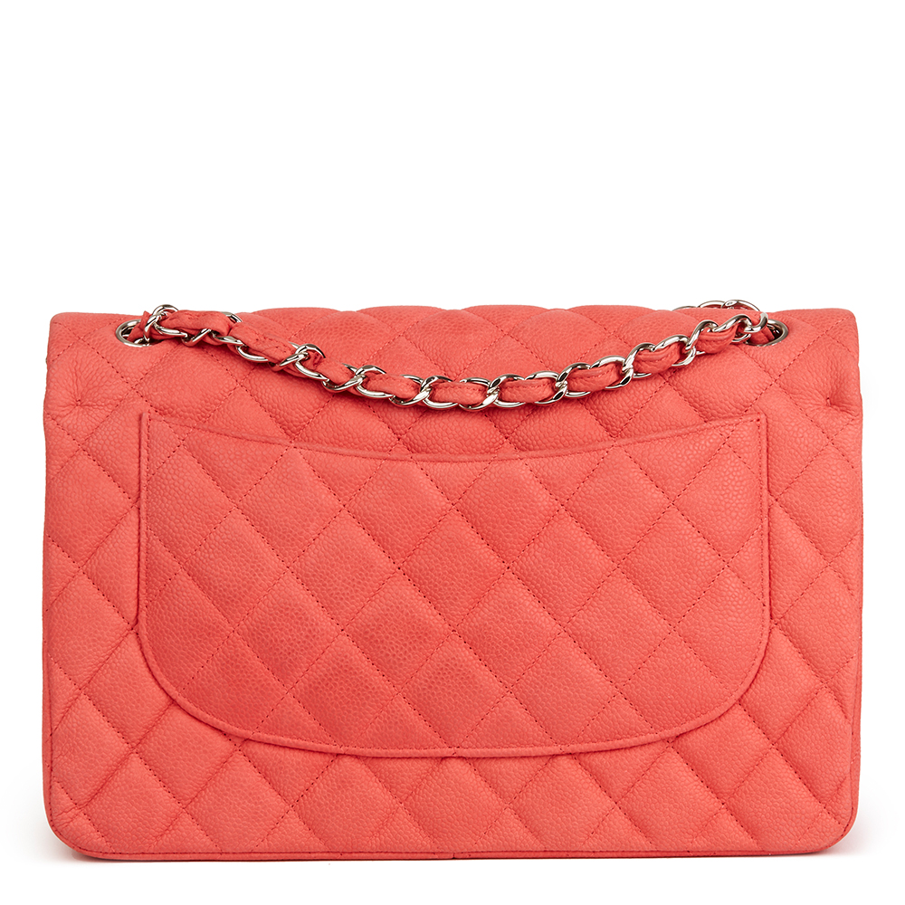 CHANEL Pink Quilted Caviar Suede Leather Jumbo Classic Double Flap Bag - Bild 4 aus 11