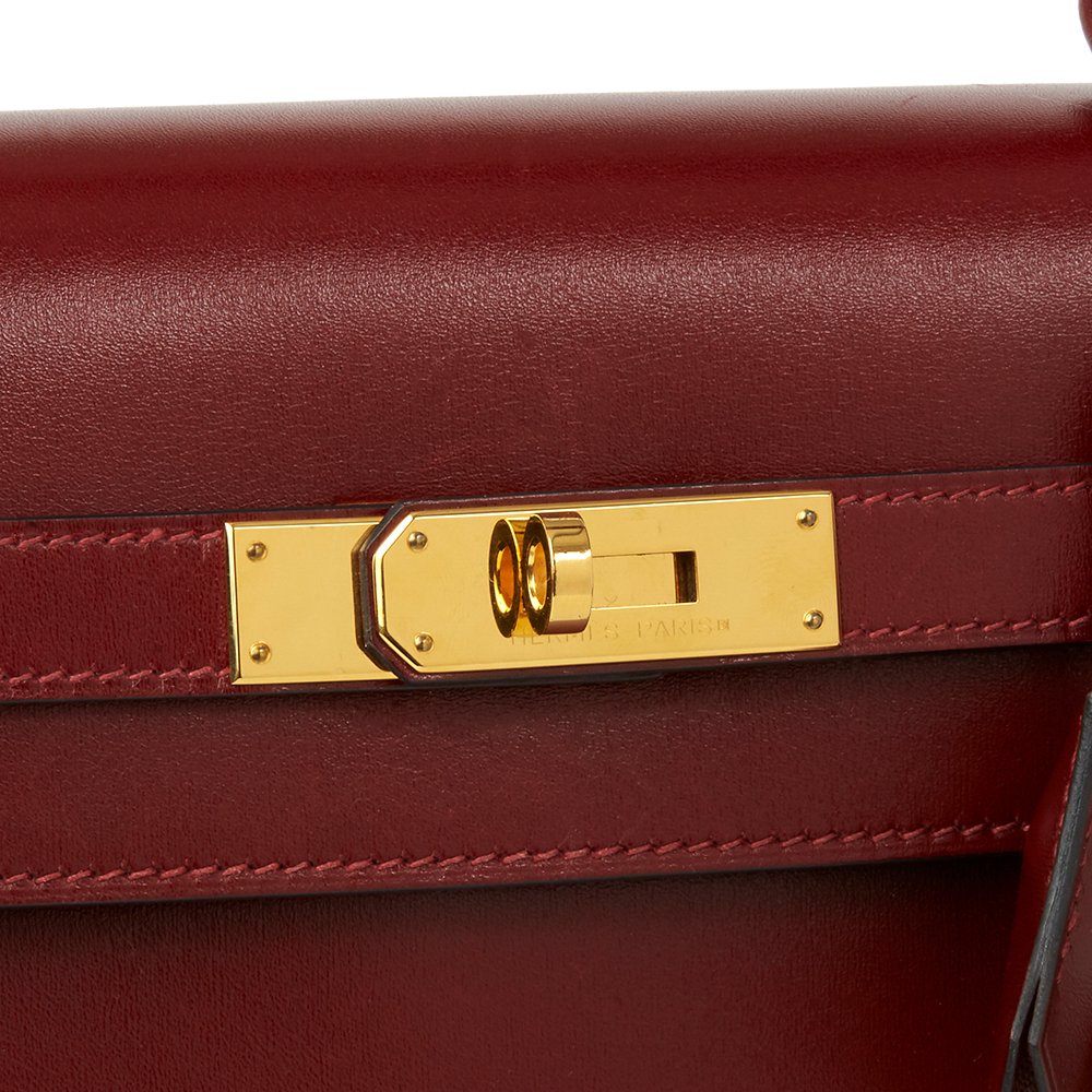 HERMÈS Rouge H Box Calf Leather Kelly 35cm Sellier - Bild 6 aus 10