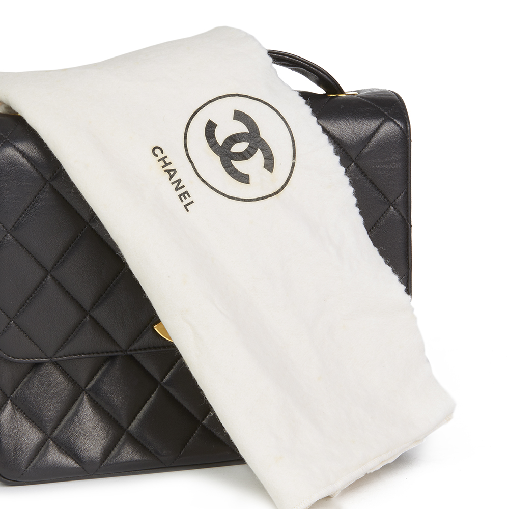 CHANEL Black Quilted Lambskin Vintage XL Classic Single Flap Bag - Bild 10 aus 10