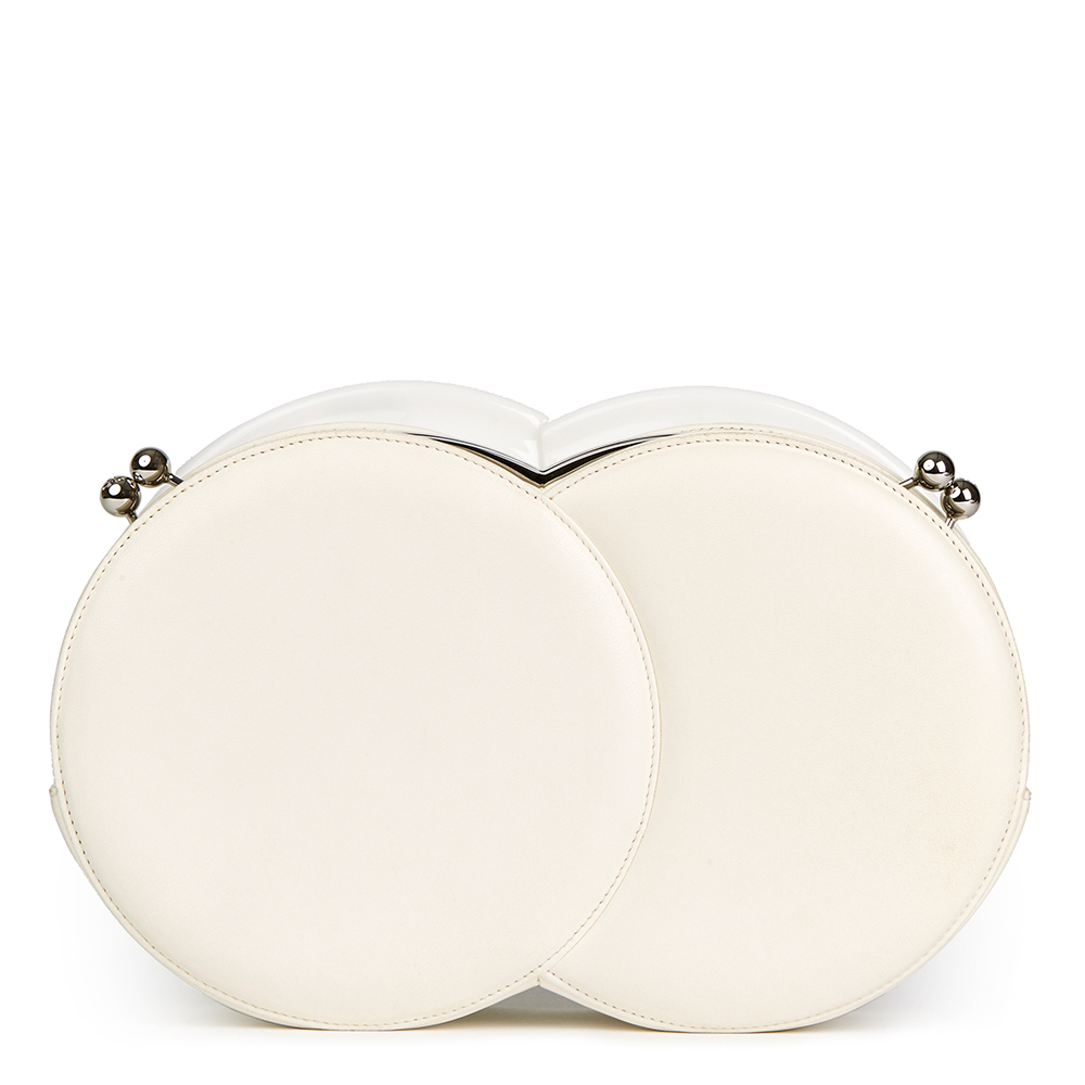 CHANEL White Calfskin Leather & Plexiglass Brasserie Gabrielle Plate Clutch Bag - Bild 4 aus 9