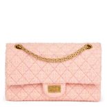 CHANEL Pink Quilted Tweed 2.55 Reissue 225 Double Flap Bag