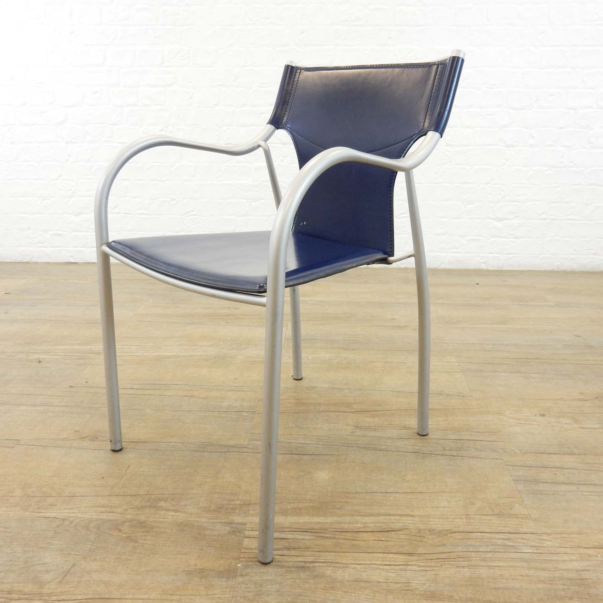 Blue Faux Leather Stacking Chair