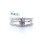 18k White Gold Claw Set With Fancy Natrual Pink Centre Stone Semi Eternity Diamond Ring 0.55