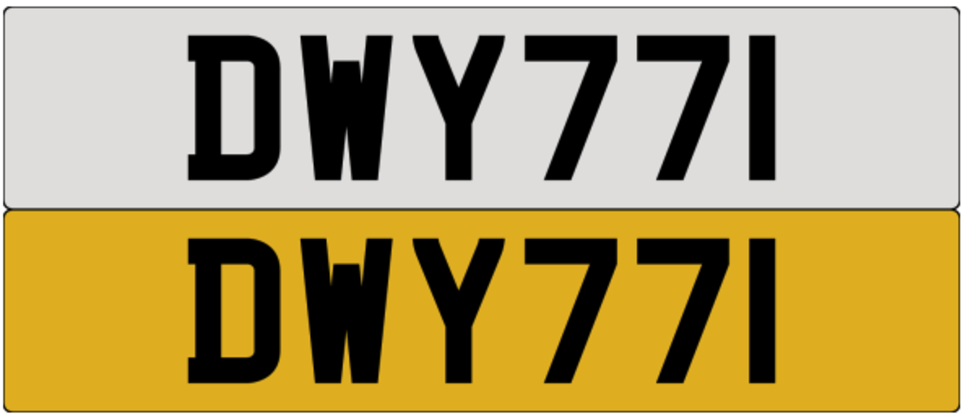 DWY771 Registration Plate