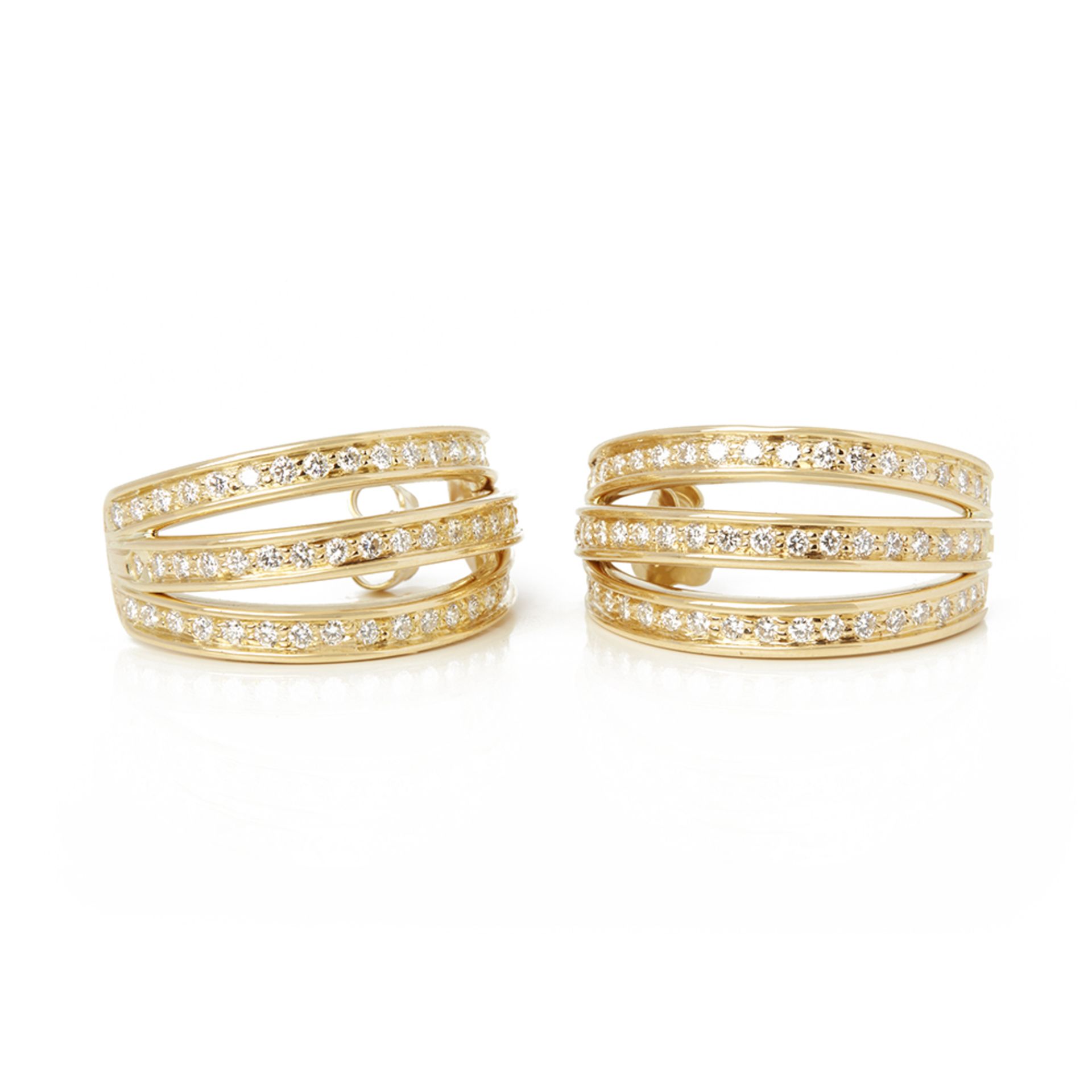 Cartier 18k Yellow Gold Three Row Diamond Earrings - Image 7 of 8