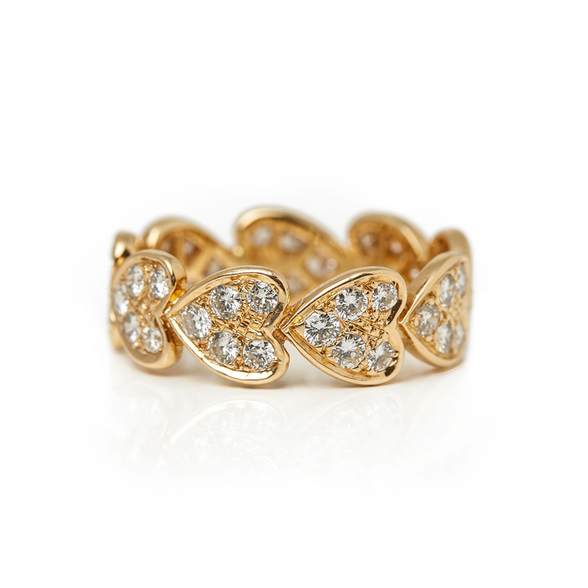 Cartier 18k Yellow Gold Diamond Heart Design Band Ring - Image 9 of 9